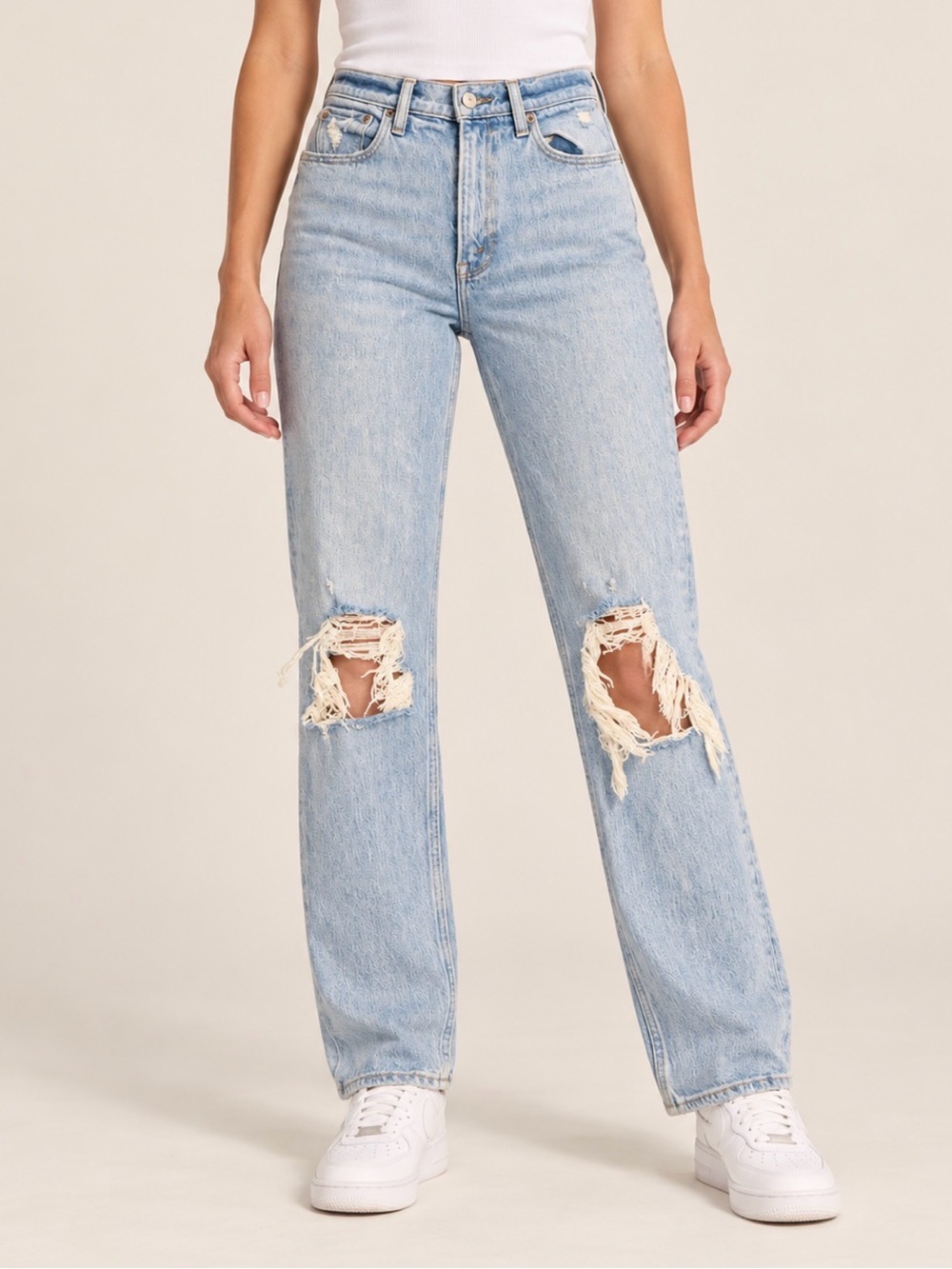 Abercrombie & Fitch The 90’s Straight Ultra High Rise Distressed Jeans | SZ 0L